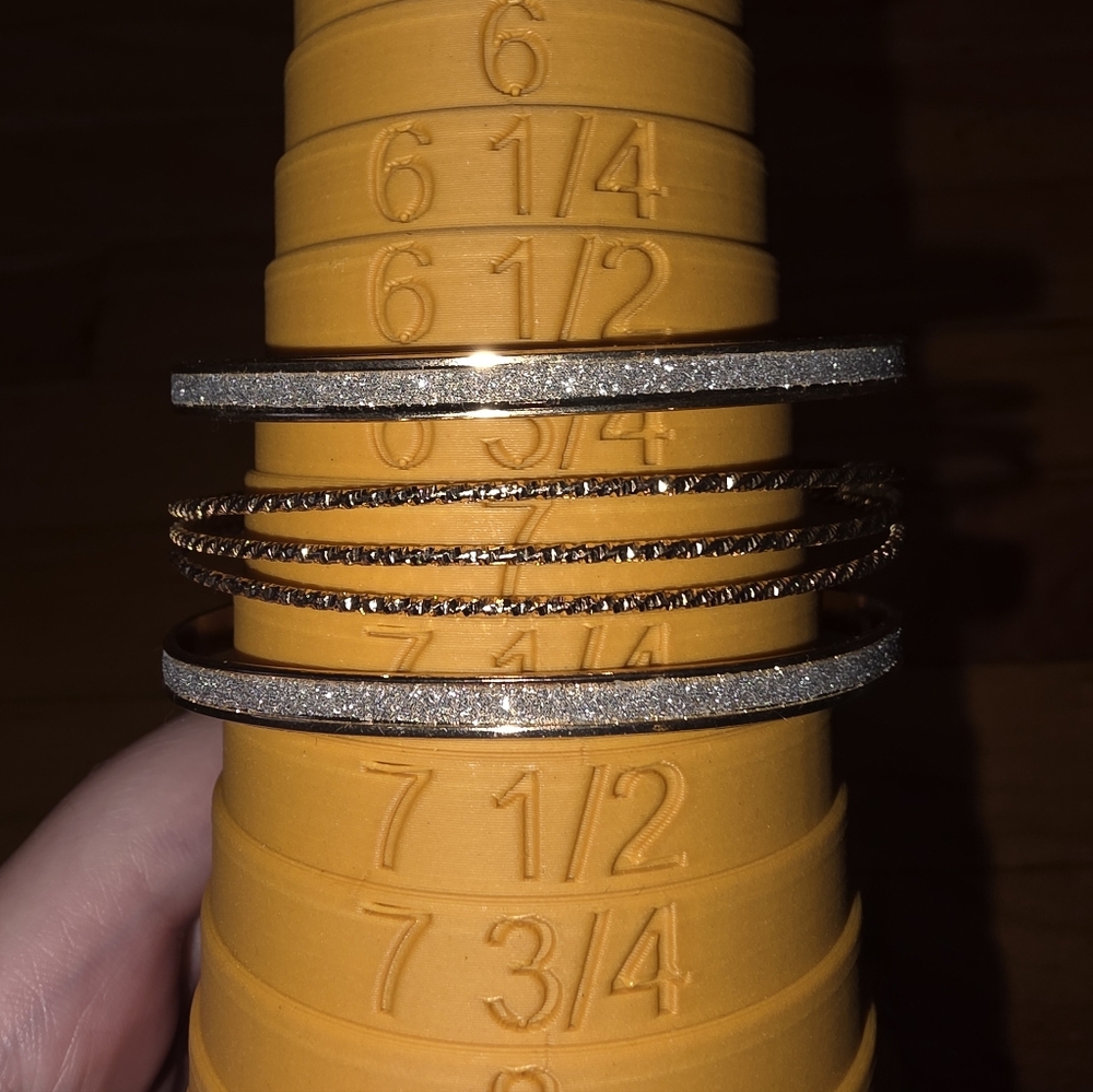 Women's Silver And Gold Tone Size 7.5 Glittery Y2K Slide Bracelet